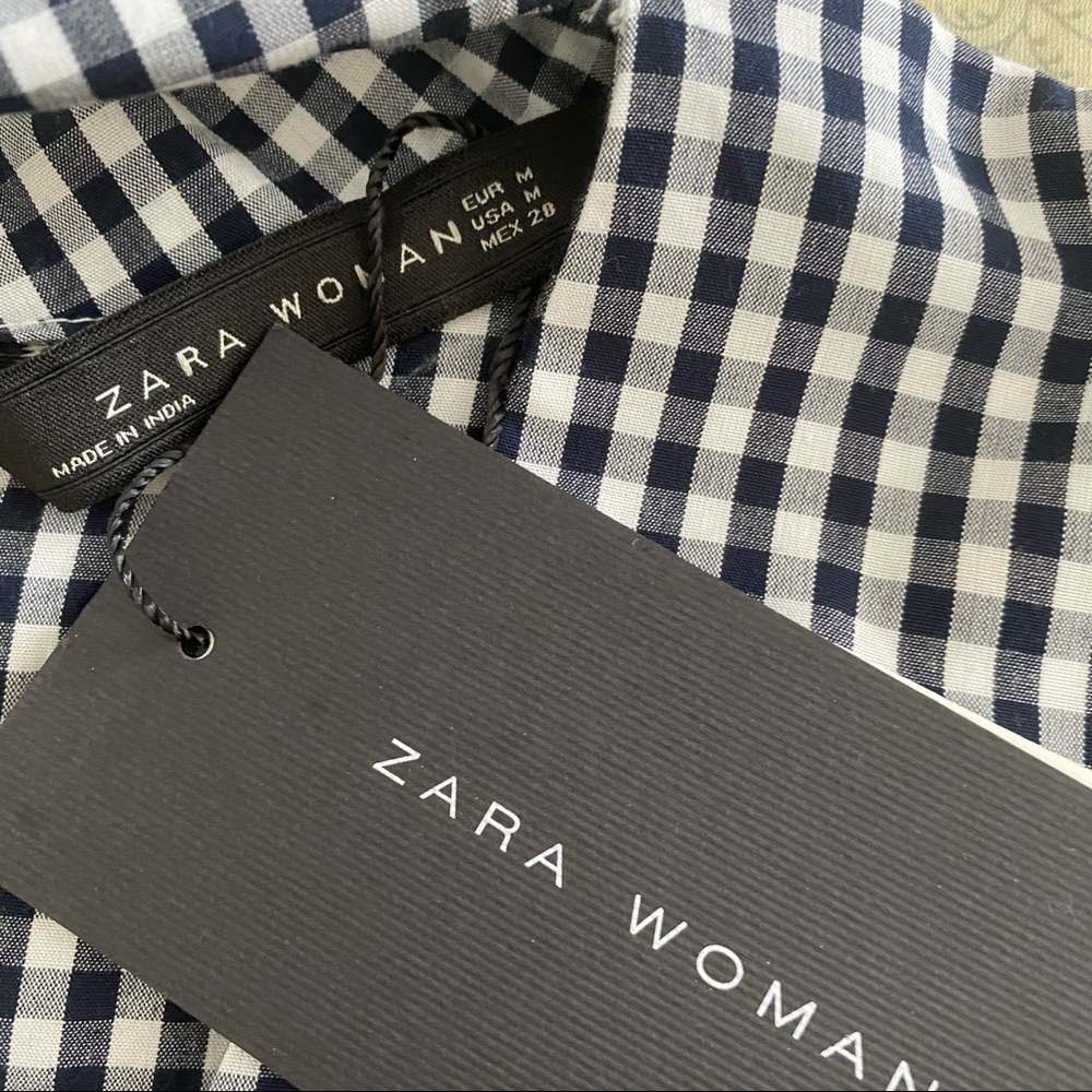 NWT Zara’s black & white long sleeves blouse med - Picture 3 of 6